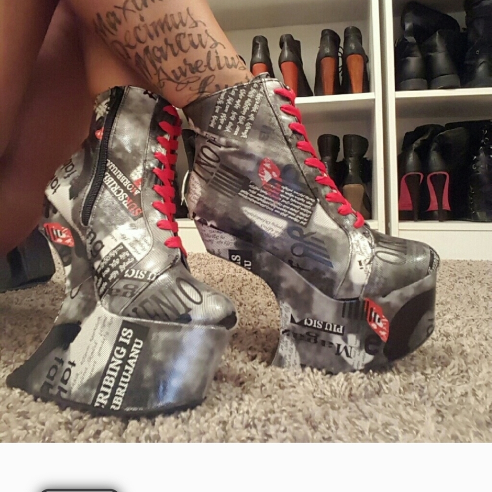 Black White Newspaper Printed Bumper Booties